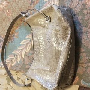 Brighton Silver Metallic Croc Embossed Bag